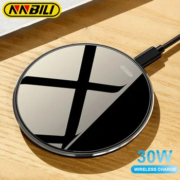 NNBILI kablosuz şarj 30W hızlı şarj Samsung S24 S23 S22 S21 S20 iPhone 15 14 13 12 11 XR XS 8 Airpods Pro hızlı şarj