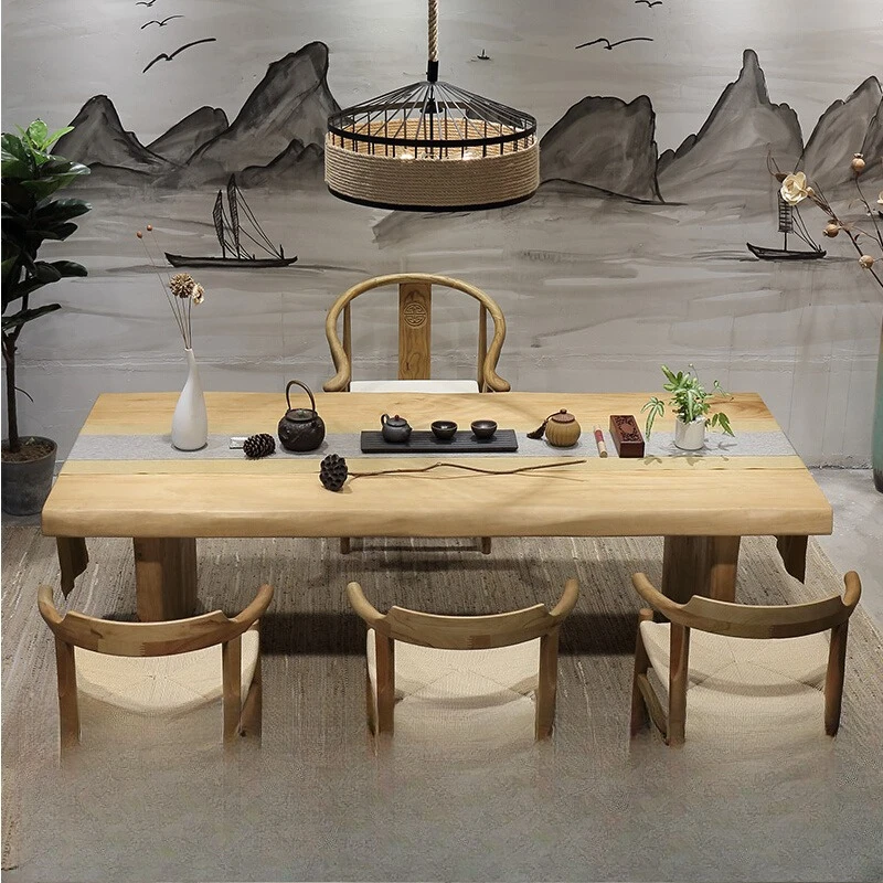 

Tea table and chair combination antique Kung Fu , retro log new Chinese drinking