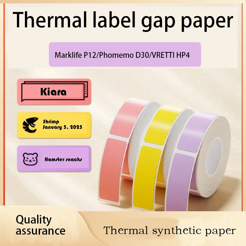 Thermal Label Paper Sticker Self-Adhesive For Portable Printer Phomemo D30 D30S D35 Marklife P15 Waterproof Scratch-Resistant