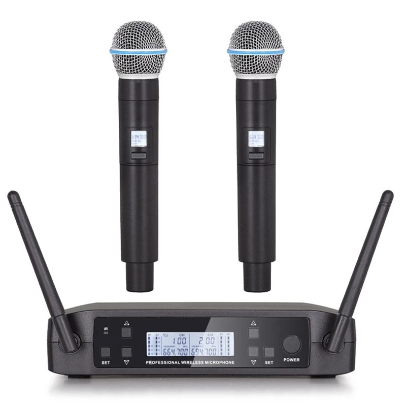 

Black Wireless Microphone GLXD4 Professional UHF System Handheld Mic For Stage Speech Wedding Show Band Party Church-US Plug