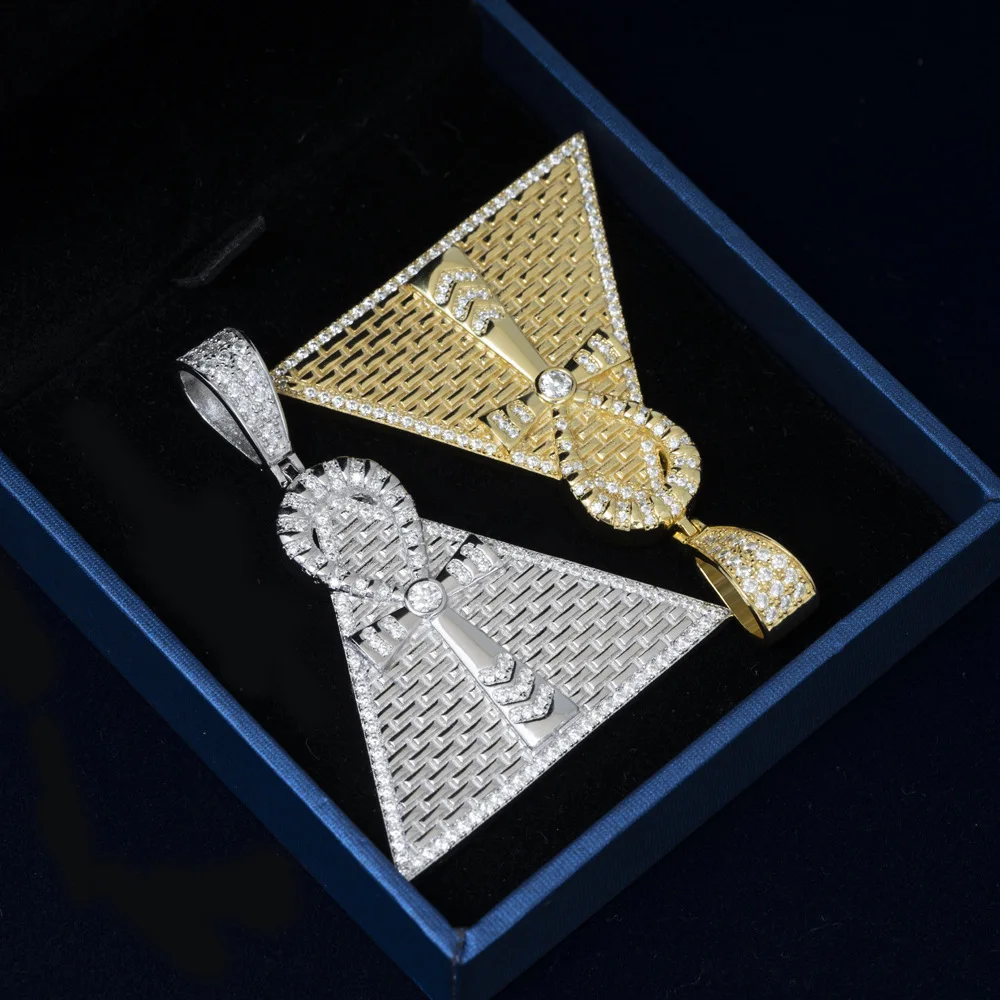 

Moissanite Egyptian Pyramid Pendant Necklace For Men S925 Silver Iced Out Necklaces Women Jewelry Pass Tester With GRA Free Ship