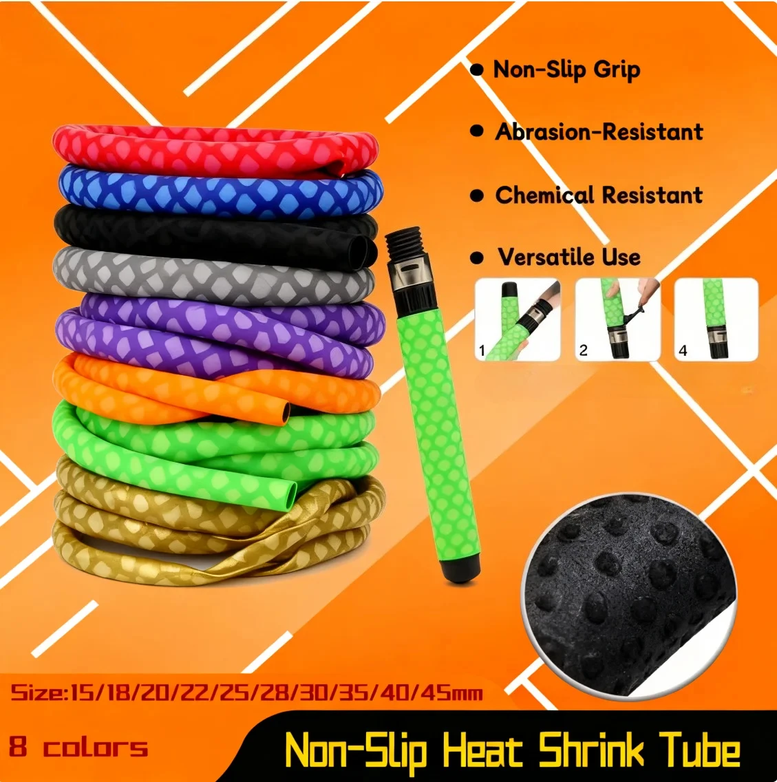 

1 Meter Non-Slip Heat Shrink Tubing 15-45mm for Fishing Rod Handles Racket Grips Electrical Insulation Assorted Sleeve Wrap DIY