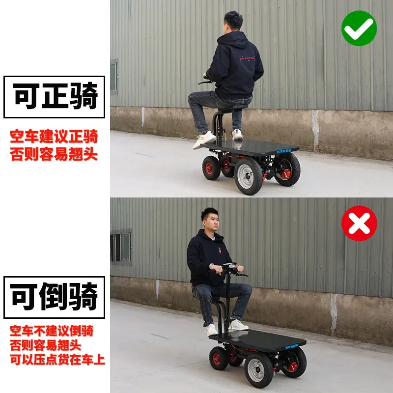 Electric Flatbed Truck Reverse Donkey Warehouse Cargo Trolley Construction Site Goods Transport Climbing Hand Truck