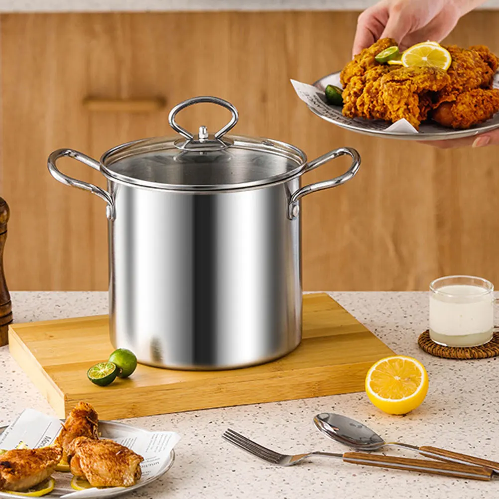 

Stainless Steel Fryer Pot 16cm Deep Fryer Basket Multifunctional Mini Frying Pan Household Nonstick Portable Metal