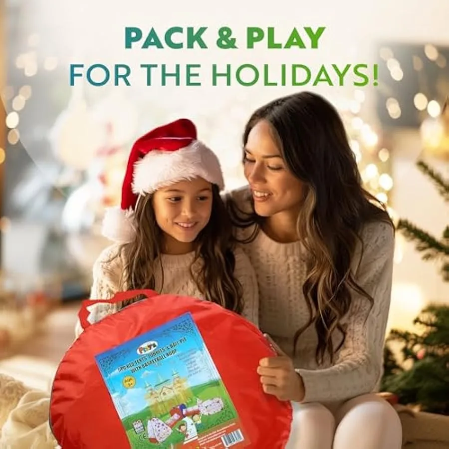 Playz – tentes de jeu 5 pièces, tunnels rampants et piscine à balles, tente de jeu Popup à rebond avec panier de basket-ball pour usage intérieur et extérieur