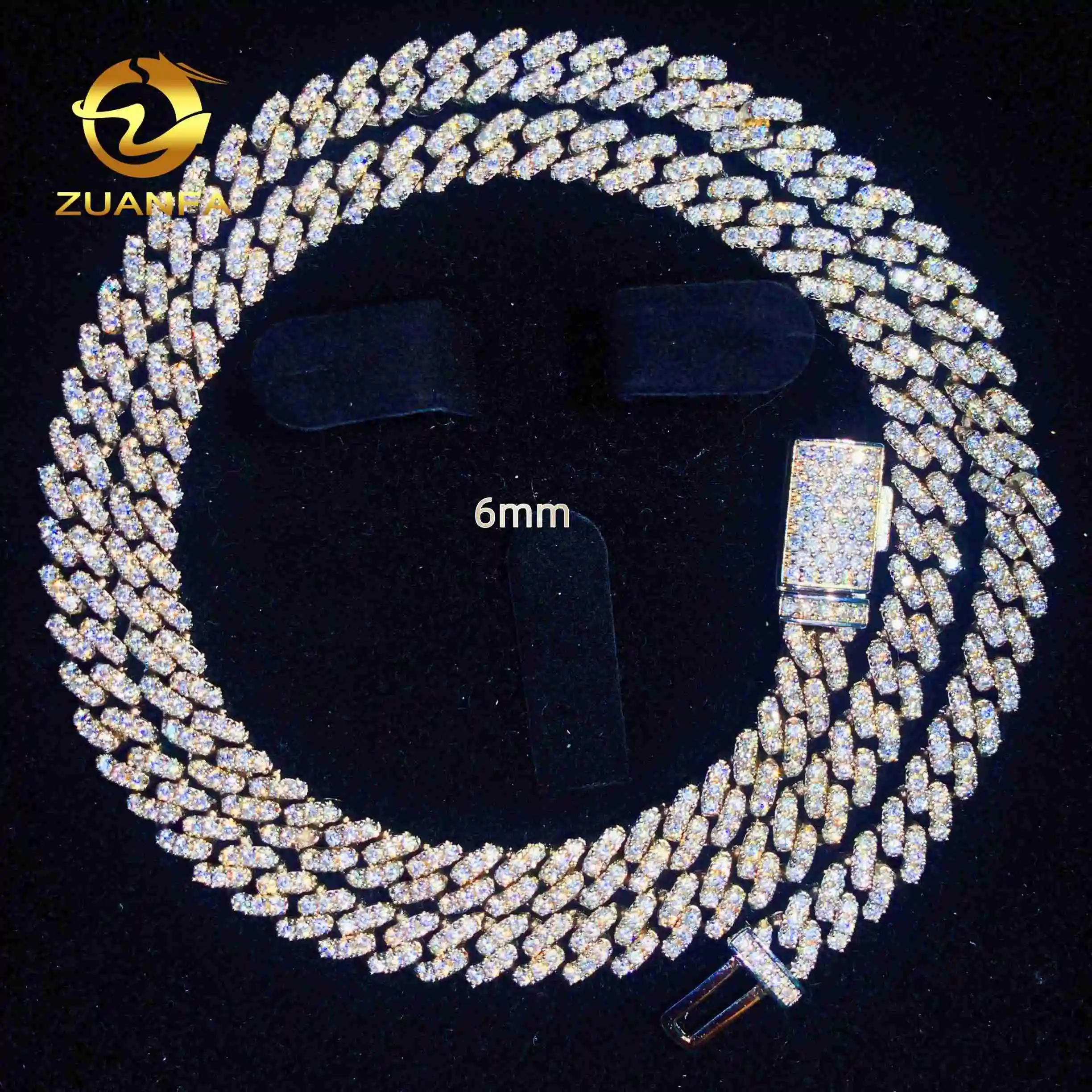 Extra Long One Row 6mm Small Moissanite Chain Cuban Links Pass Diamond Tester 925 Silver Cuban Link Chain Necklace，
