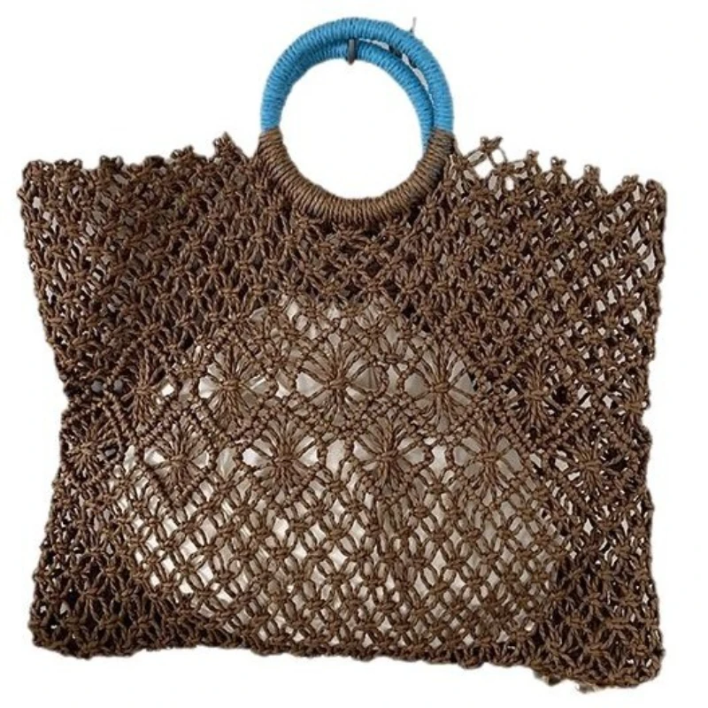 

Summer Hollow Straw Beach Bag Handmade Woven Shoulder Bag Luxury Design Clutch Purse With Inner Pocket Handbag Casual Tote