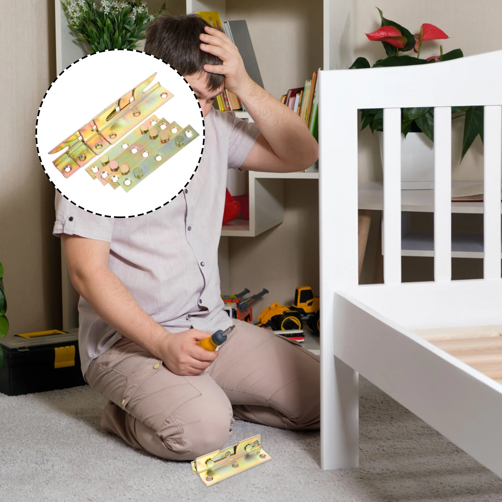 

8pcs Bed Frame Brackets Heavy Duty Wood Bed Rail Support Brackets Replacement For Headboard Footboard Hardware Fasteners