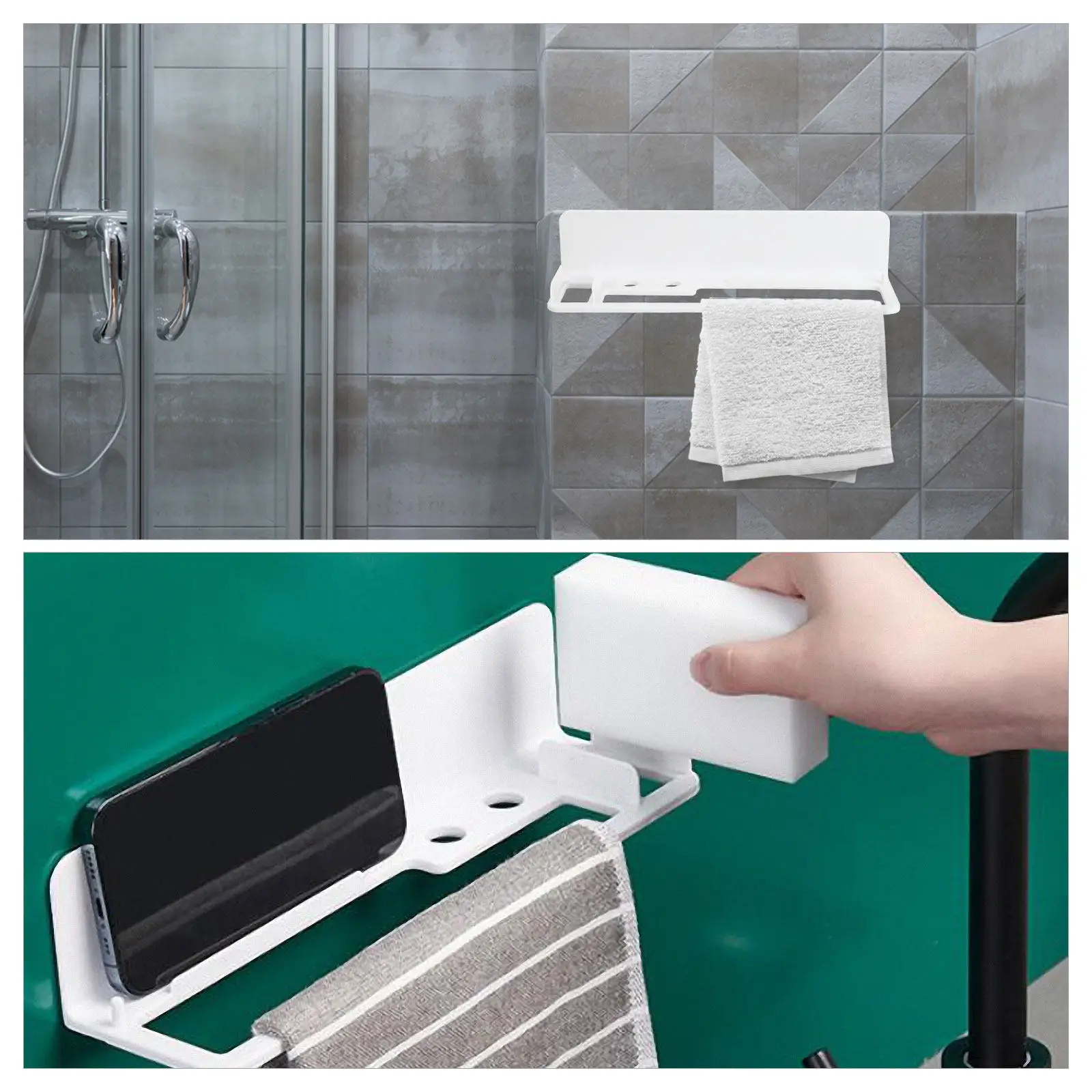 2Pcs Wall Mounted Drain Rack for Bathroom Kitchen Towel Phone Storage Shelf High Grade Moisture Proof Organizer Rack