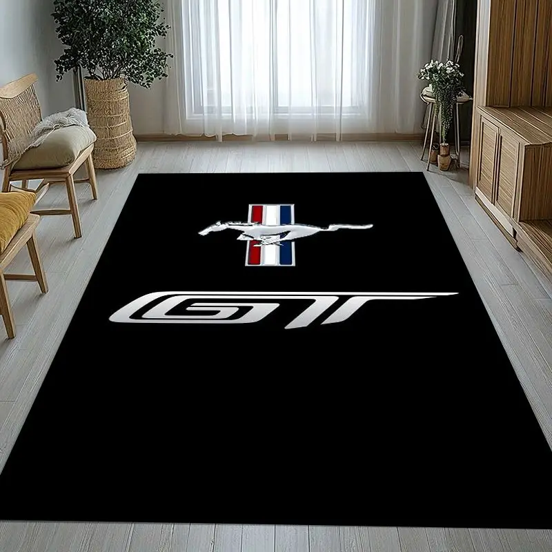 Vintage M-Mustang Racing Biker Garage Moto Soft Non-Slip Large Area Rug for Living Room,Bedroom Carpet Mat for Sofa,Home Decor