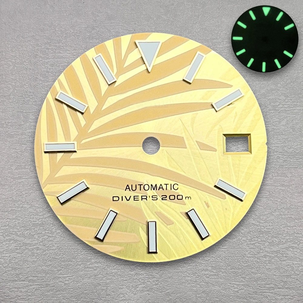 28.5 مللي متر جودة عالية S شعار NH35 الطلب أوراق الخيزران الهاتفي مناسبة لحركة NH35/NH36 3/3.8/4.2 الساعة تاج NH35 اكسسوارات #5