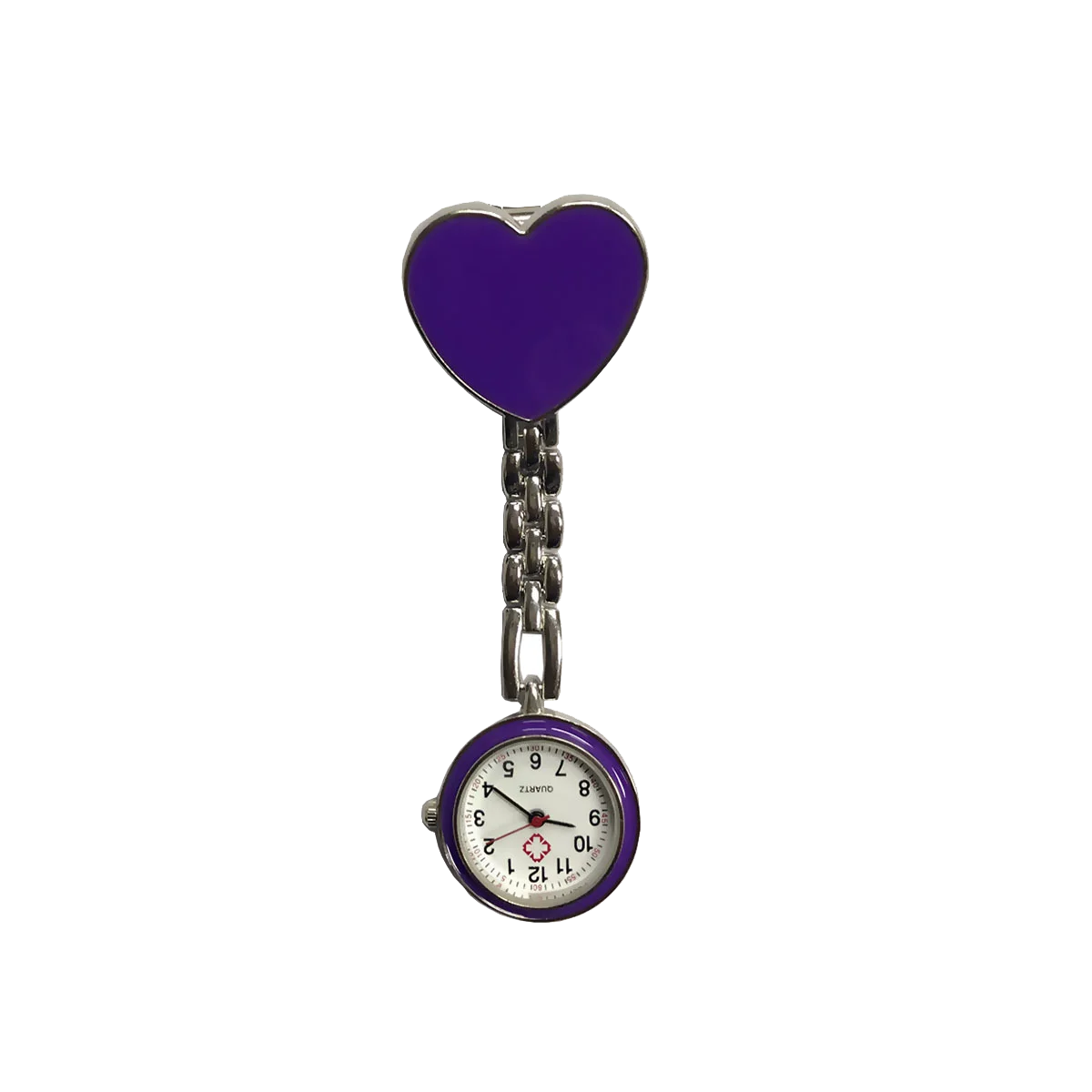 YiJia-reloj de bolsillo médico de cuarzo para enfermera, decoración de corazón rojo, con Clip para colgar en la ropa, 10 colores disponibles