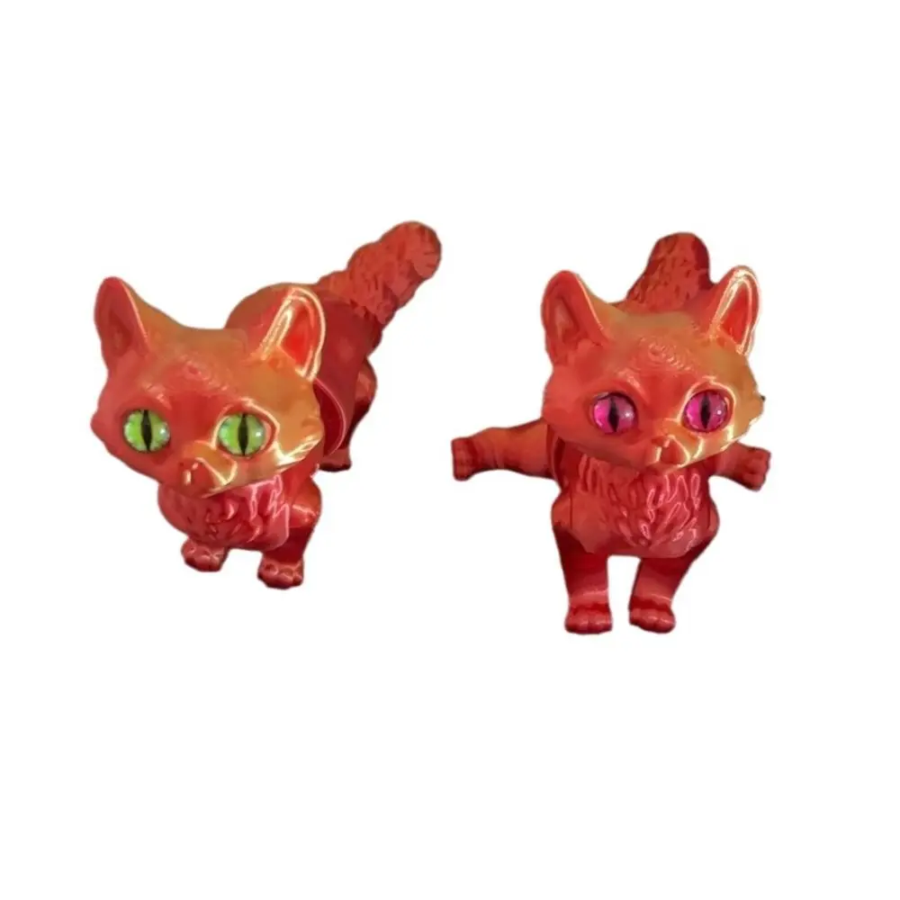 Olhos grandes 3d impresso gato modelo material plástico design realista gatos articulados escultura criativa tecnologia de impressão 3d