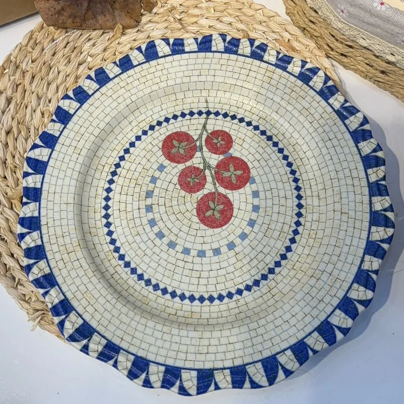 Nordic Hand-painted Relief Tomato Ceramic Plate Ornaments Kitchen Dining Table Restaurant Dessert Plate Crafts Home Decoration