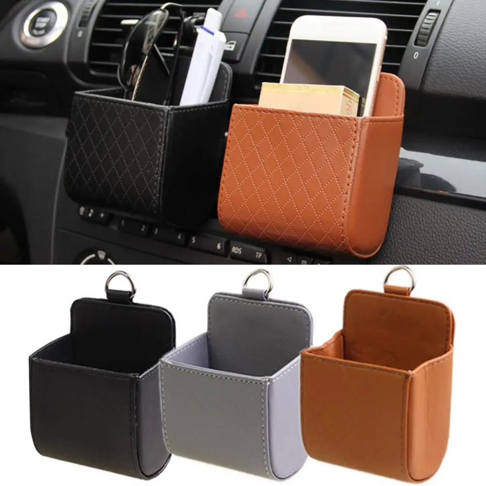 

Car Storage Box Stylish Faux Leather Car Storage Bag Versatile Organizer for Phones Auto Supplies Durable Functional Car Storage