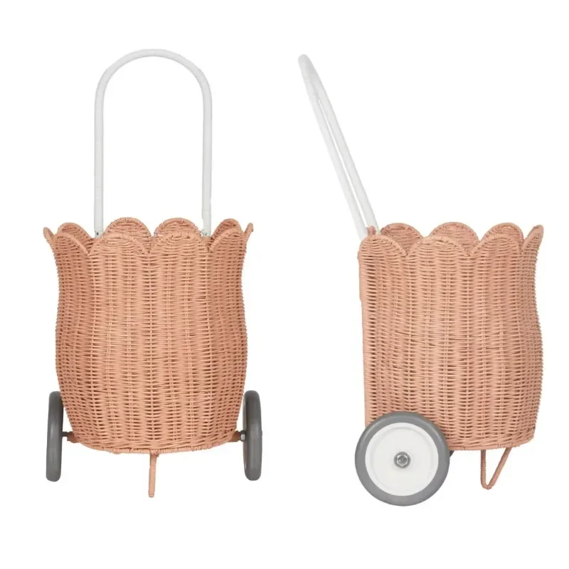 High quality handmade rattan scalloped stroller wicker stroller children's bedroom furniture
