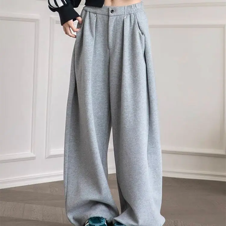2025 جديد ريترو Sweatpants Sweatpants المرأة الطابق التطهير بنطلون فضفاض واسعة الساق بناطيل كاجوال #6