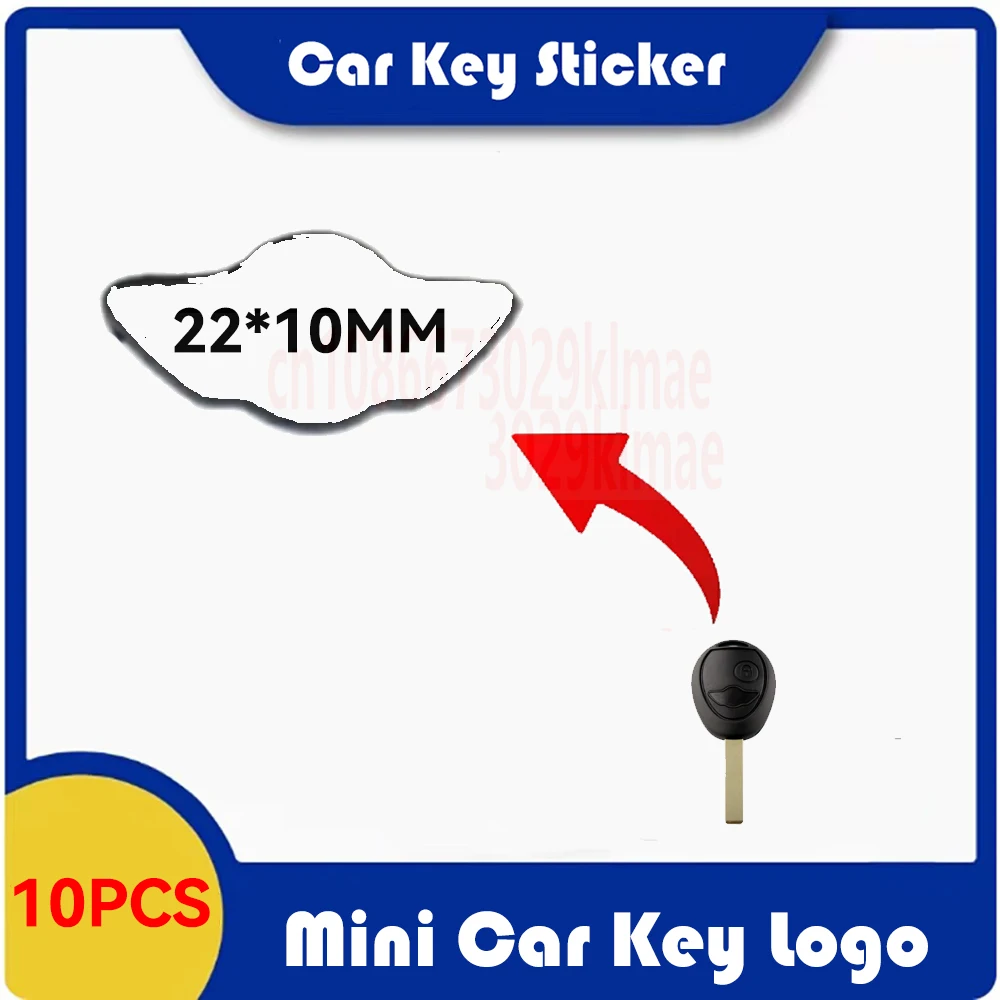 10 buah/lot lambang stiker kunci mobil 22x10mm untuk BMW Mini Cooper S R50 R53 penutup kunci Fob pengganti Logo