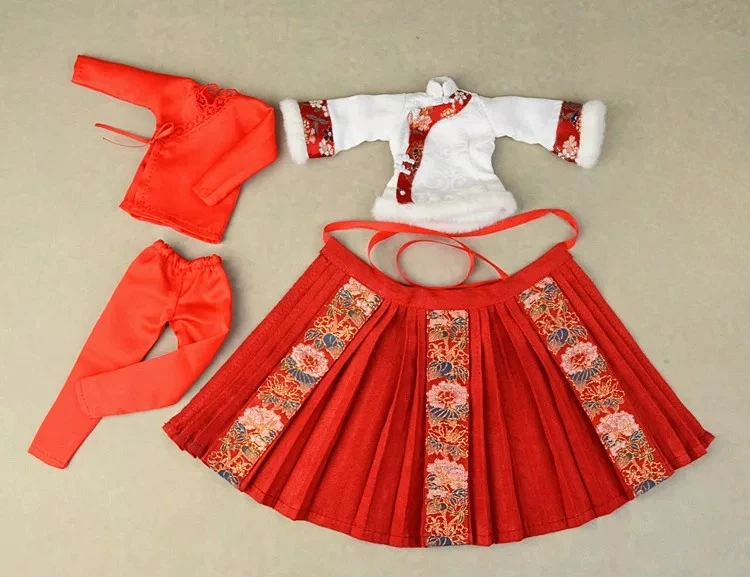 1/6 Maßstab Chinesisches Tang-Kostüm für Frauen, bedruckter Hanfu-Pferdegesichtsrock, Kapuzenumhang für 12-Zoll-Soldaten-Actionfigur-Puppe – Detail 14