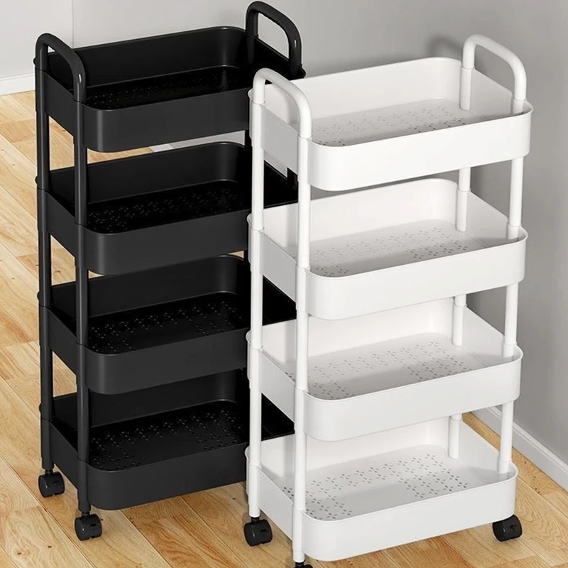 

Multifunctional Small Trolley Storage Rack Multi-Layer Kitchen Bathroom Snacks Toiletries Shelves with Wheel Household Organizer