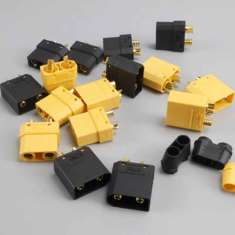 4 pares de motor de bateria XT90 amarelo/preto XT-90 XT90H RC Lipo, ESC e conectores macho e fêmea de linha de carregamento