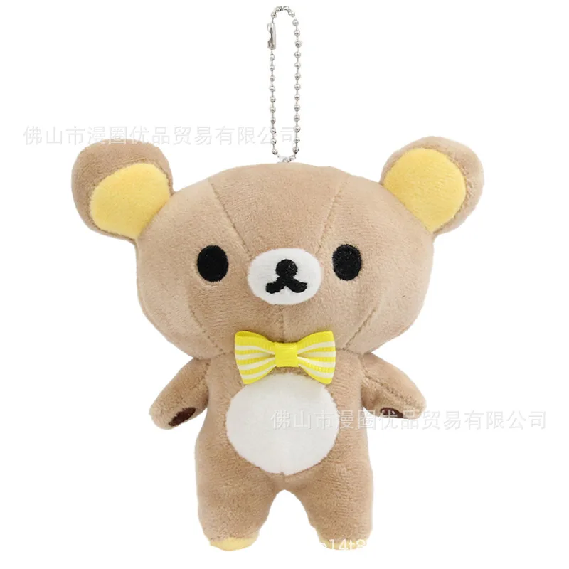 Japonês rilakkuma bonito pelúcia pequeno urso básico cachecol boneca pingente dos desenhos animados anime fofo chaveiro adorável mochila decoração presente