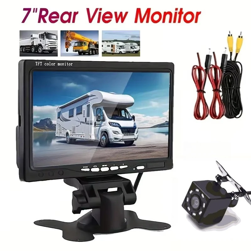 7-Inch Monitor Rear View Backup Camera Kit  - Fit for Cars, Buses, Trailers, Forklifts, Harvesters & Pickup Swith Parking Guide,