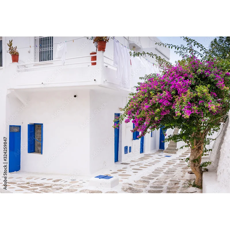 Streets Seaside Island Scenery and Plants Houses White Pigment Wedding Photos Photography Background Props HJD-05