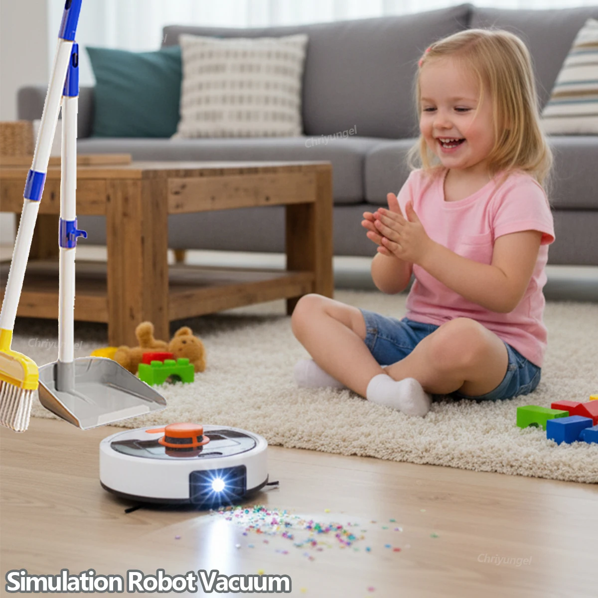 Kids Simulation Electric Vacuum Cleaner Cleaning Set for Toddlers Role Play Housekeeping Educational Toys Girl Boy Gifts