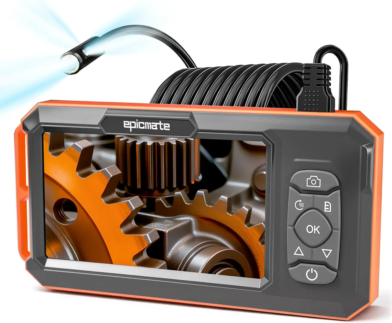 

5-дюймовый IPS-эндоскоп 1920P HD с тройной линзой, кабелем 16,4 фута, водонепроницаемый (IP67) для инспекции канализации/труб/автомобилей