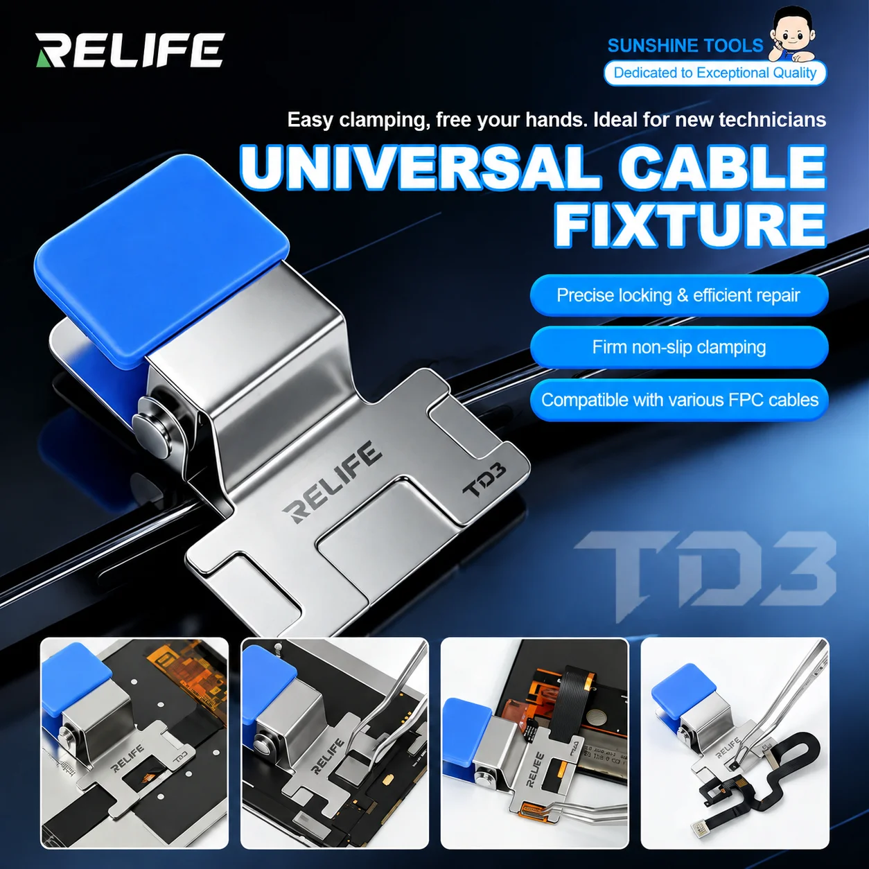 Image of RELIFE TD3 Starker FPC-Steckverbinderhalter zur Vermeidung von Wackel- und Kabelproblemen, Perfekt für Handy-Flex-Reparatur-Werkzeugsets