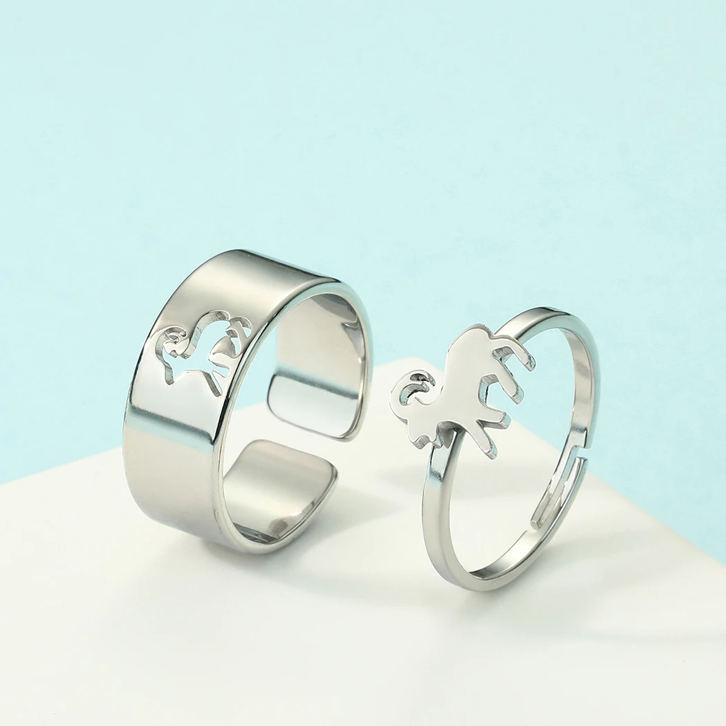 تشاندلر الفولاذ المقاوم للصدأ الماعز وعد حلقة مجموعة البقرة له ولها العجل الدائري عشاق الماعز هدية يمكن حلقة قابلة للتعديل #2