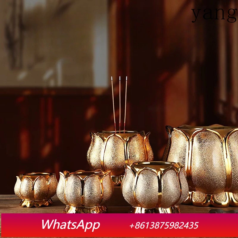 

LTT Lotus Incense Burner for Buddha Household Ceramic Small Incense Burner Buddhist Utensils