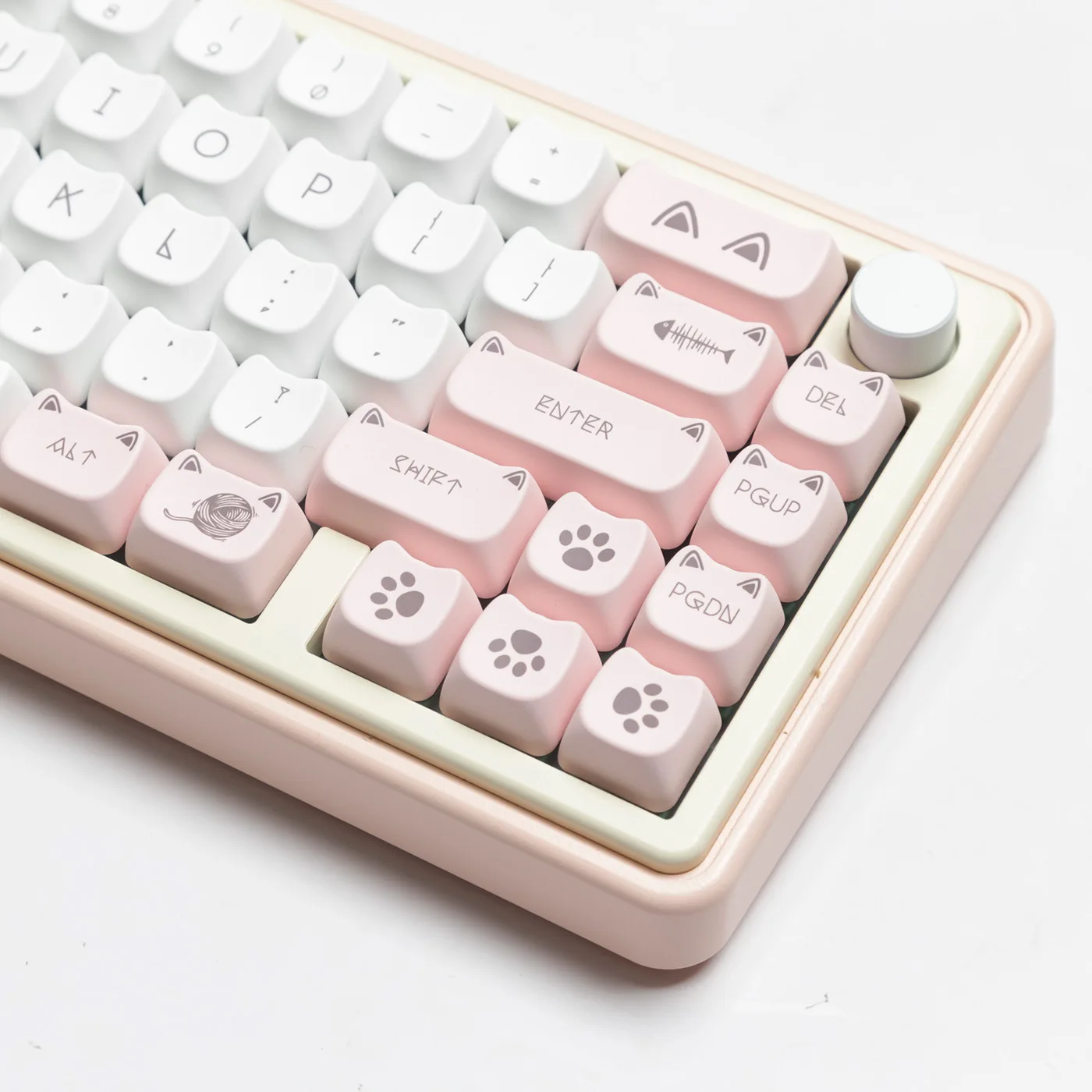 MAO Cat Profile Keycap Set 140 Keys Cartoon Cheese Cat PBT Heat Sublimation Mechanical MX Switch 7u Dissected Spacebar Keycaps