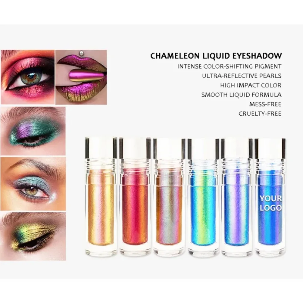 Vegan Private Label Custom Logo Optical Chameleon Liquid Eyeshadow Color Changing Highlighter Lip Gloss Wholesale Makeup