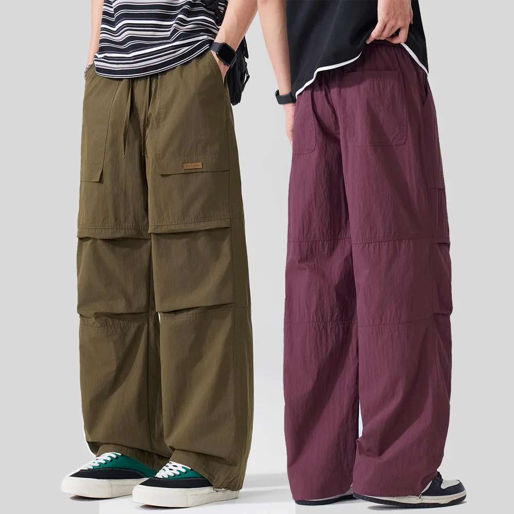 

Men Spring Summer Streetwear Lightweight Breathable Fashion Loose Casual Plus Size Cargo Pants Man Outdoor Hiking Trousers