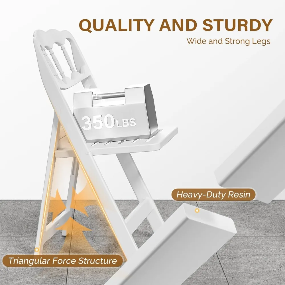 Resin Plastic Folding Chairs with Hollow Seats, 350 lbs Capacity, Ideal for Events and Parties