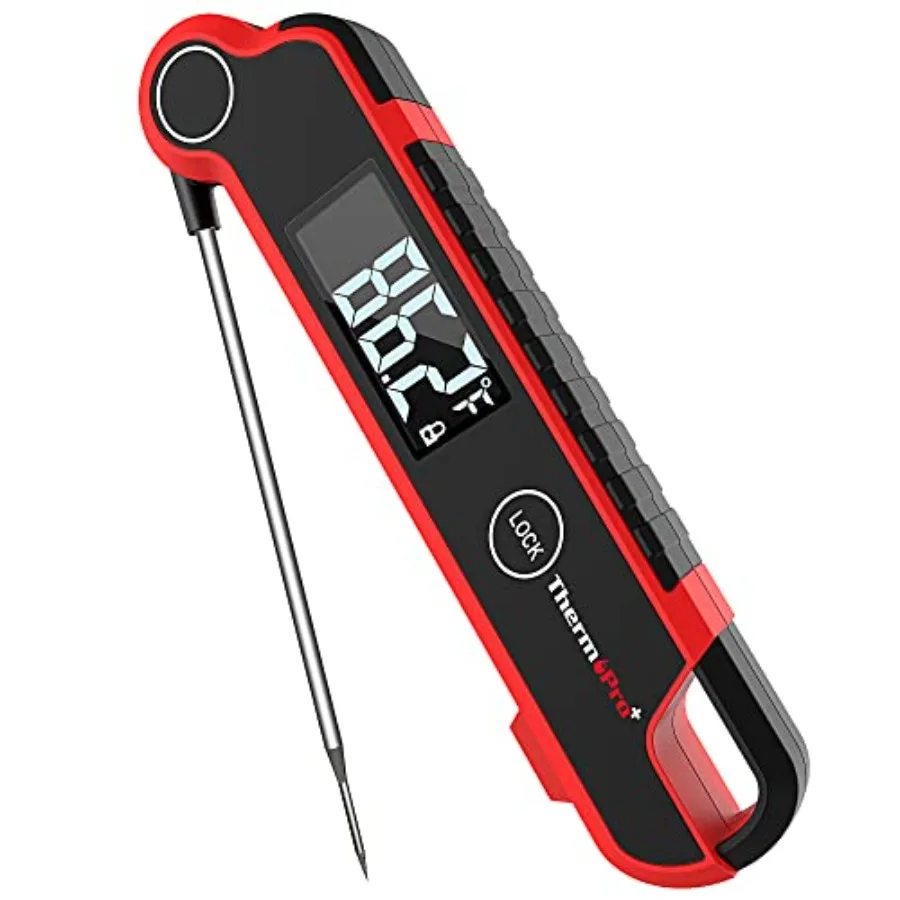 

Термометр для мяса ThermoPro TP620 с мгновенным считыванием показаний, цифровой кухонный термометр с большим автоматически вращающимся ЖК-дисплеем, водонепроницаемый, для продуктов питания