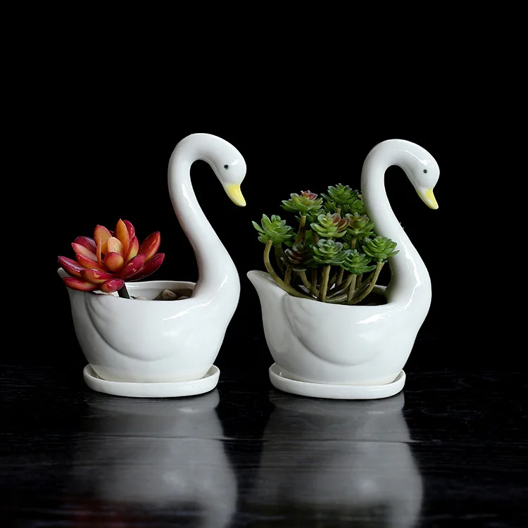 White Swan Multi-function Candlestick Flower Pot Wedding Gift Holder Ornament Home Decoration Storage Box For Candy Jewelry