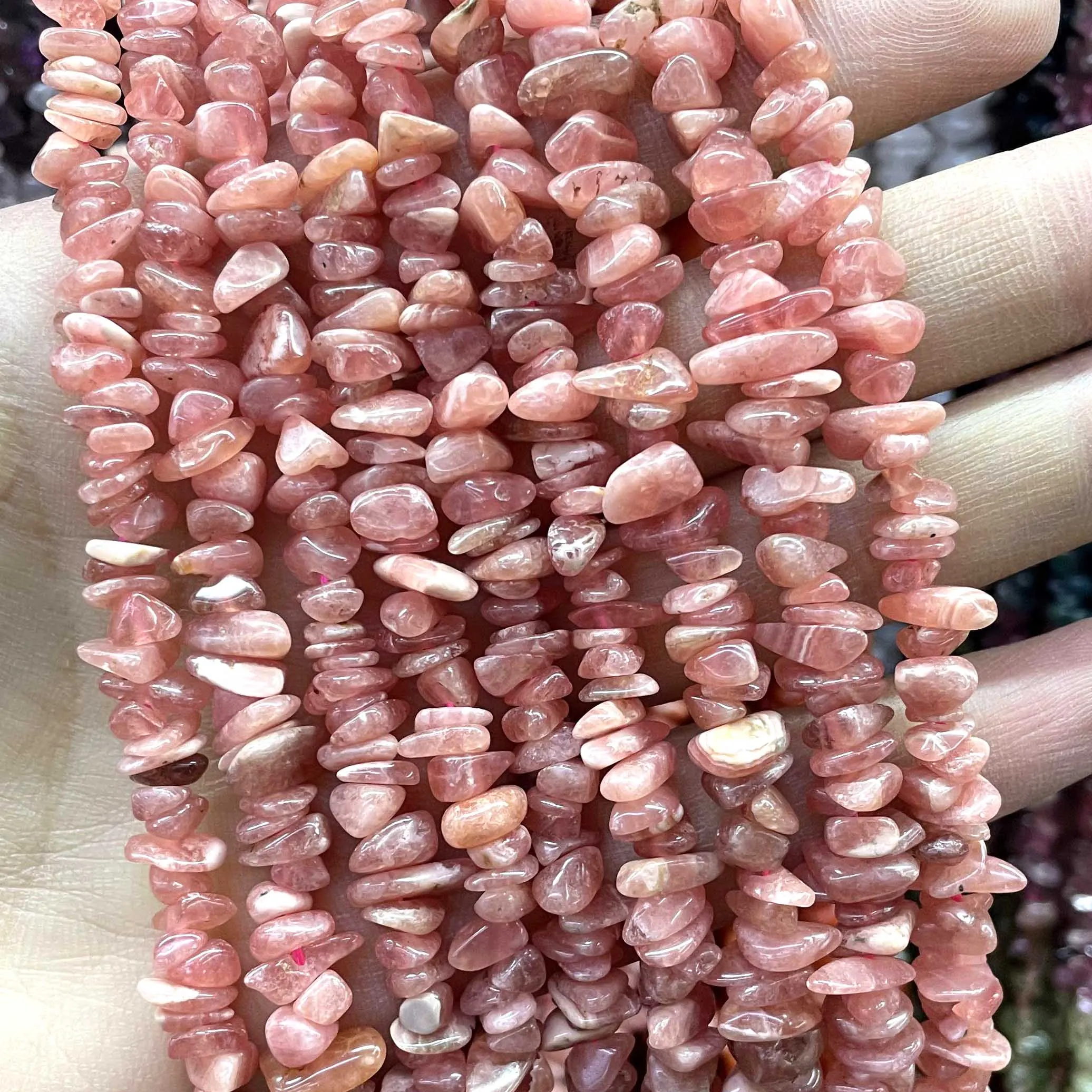 5-8MM Irregular Natural Argentina Rhodonite Freeform Gravel Stone Chips Spacer Beads For Jewelry Making DIY Bracelet Accessories