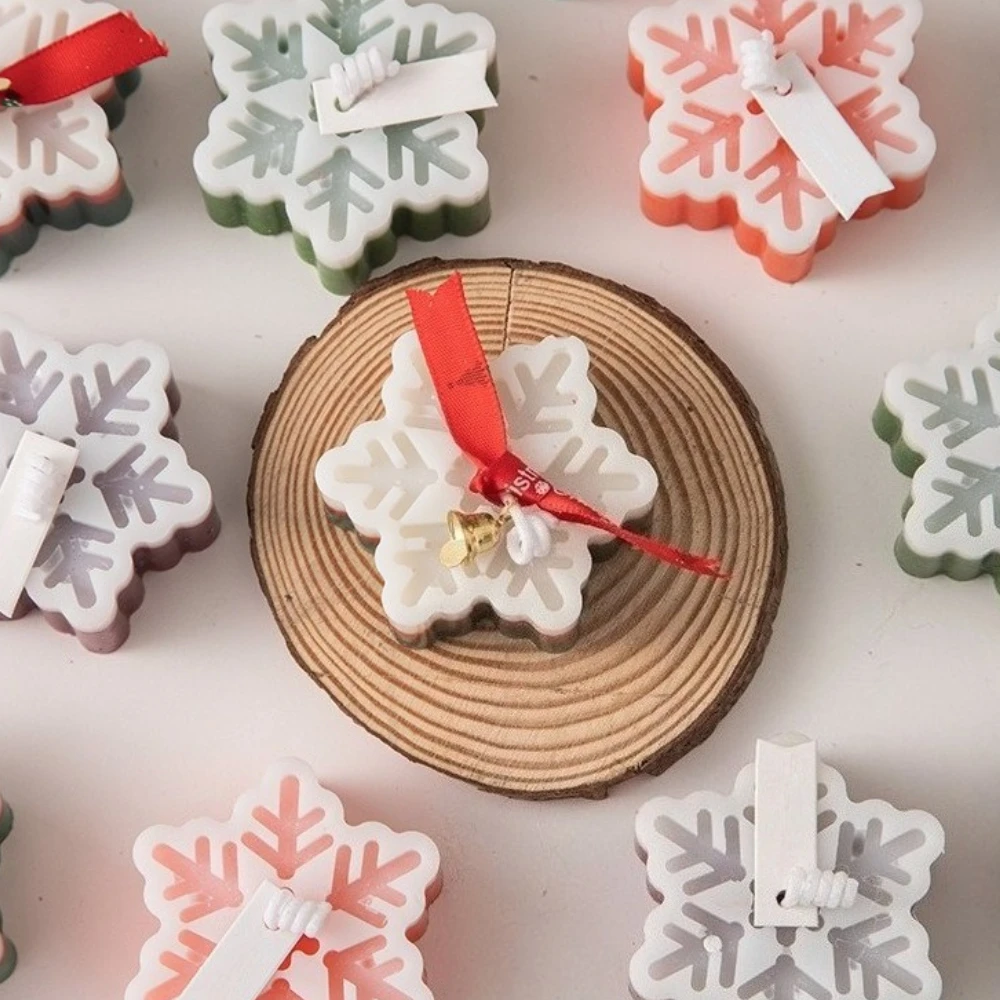 21pcs Christmas Snowflake Silicone Scented Candle Mould Hexagonal Plane Flower Design DIY Plaster Resin Mold Handmade Home Decor