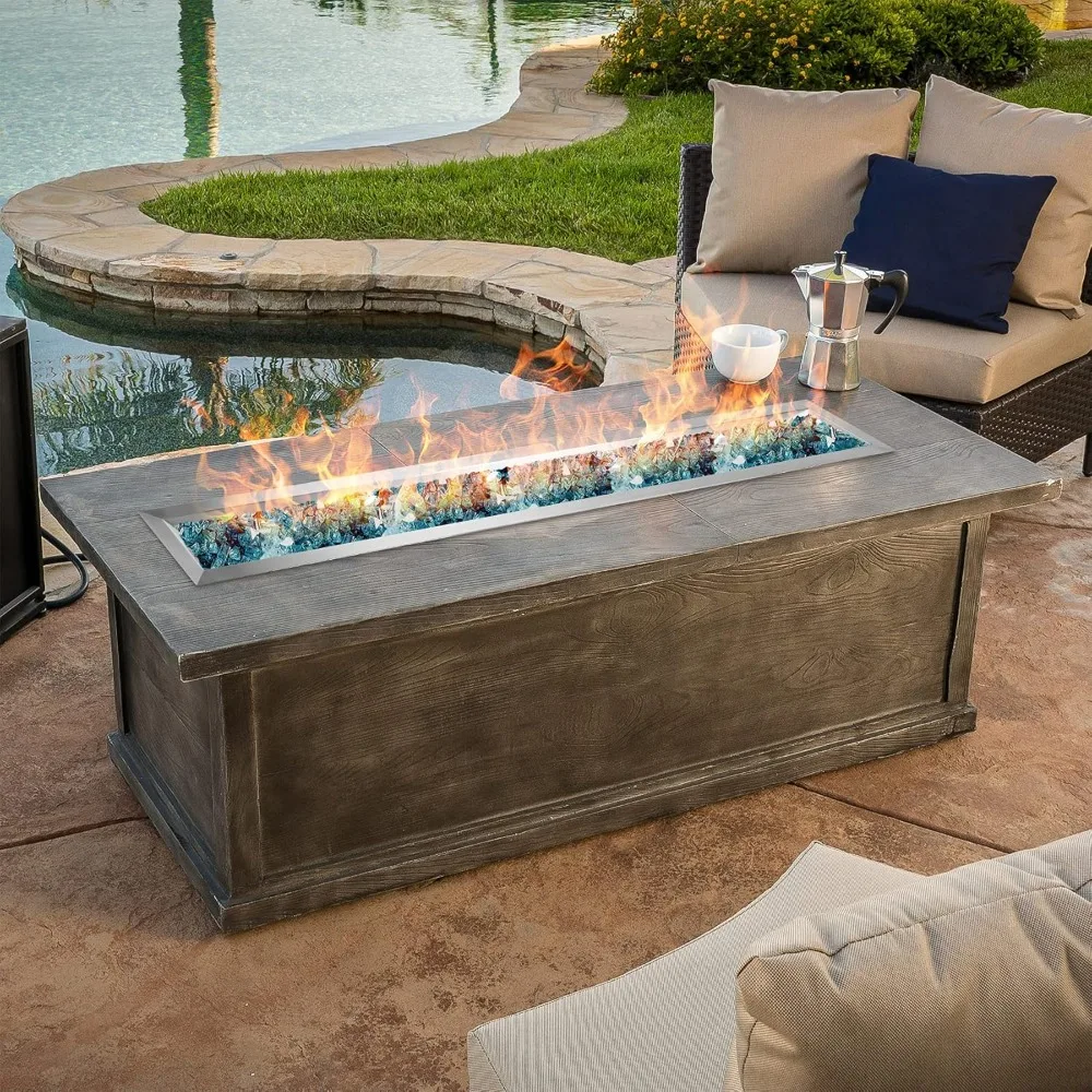 Linear Trough Fire Pit Pan and Burner, Stainless Steel Drop-in Fire Pit Pan, Natural Gas & Propane Fire Pit for Outside