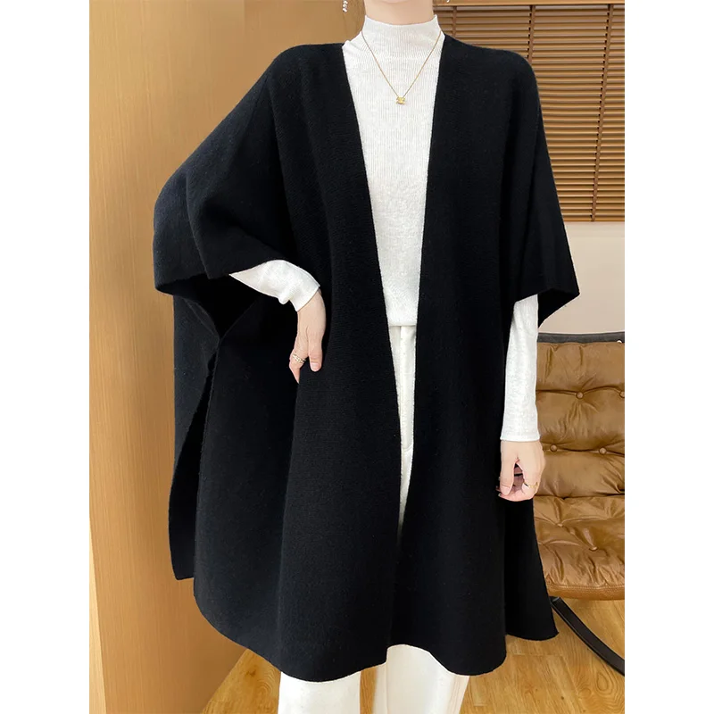 Women Long Cardigans 100% Wool Shawl 2024 Autunmn/Winter Cashmere Loose Sweaters Women Ladies Jumpers Warm Clothing