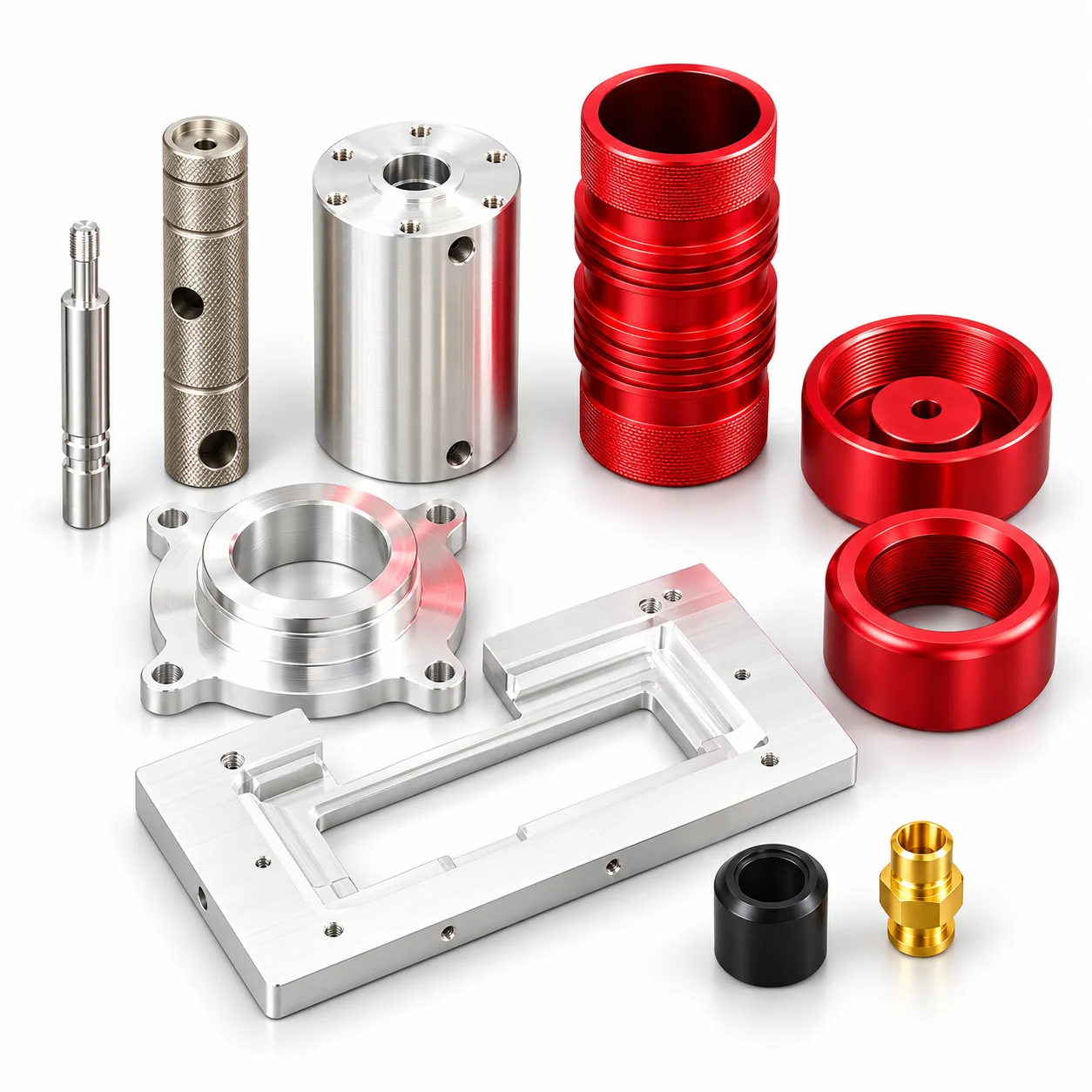 Custom CNC Machining Aluminum 6061 7075 Parts Precision Milling Turning Multi Color Anodizing Sandblast Finish Factory MOQ 1pc