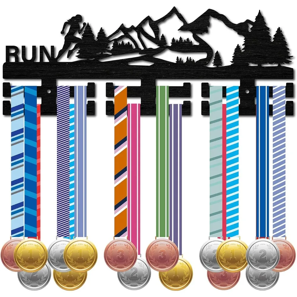 Run Medal Holder Sport Medal Hanger Medal Rack Display Wall Rack Mounted over 30 Medals Wooden Mountain Forest for making kit