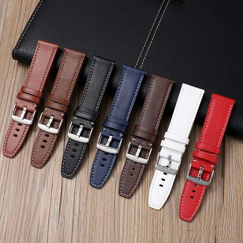 

22mm Leather Watch Band Strap for ASUS Zenwatch 1 2 LG G Watch W100 W110 Urbane W150 Pebble Time