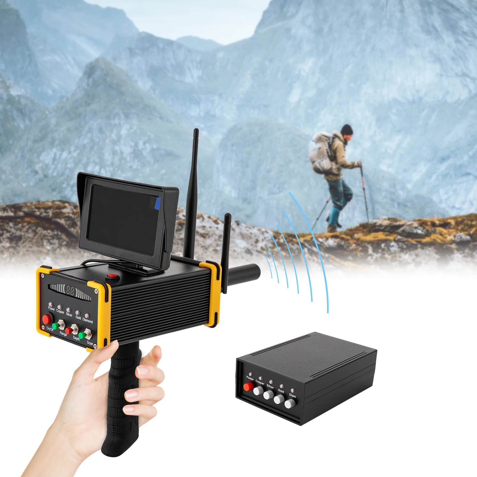 Metal detector professionale per oro e argento, scanner sotterraneo con display LCD e rotazione automatica, ricerca profonda fino a 52 piedi