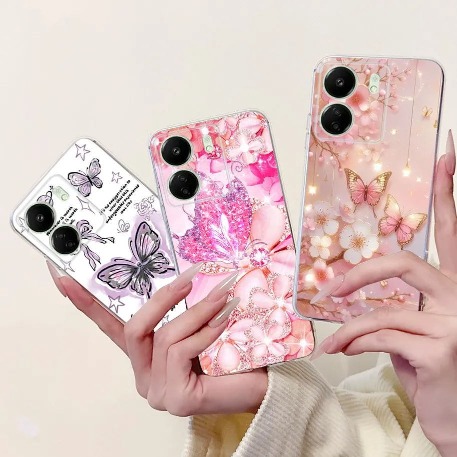 For Xiaomi Poco C65 Case Poco C75 Cover Fashion Butterfly Soft Silicone Capa Phone Back Cover For Xiomi Poco C65 C75 C 65 Bumper