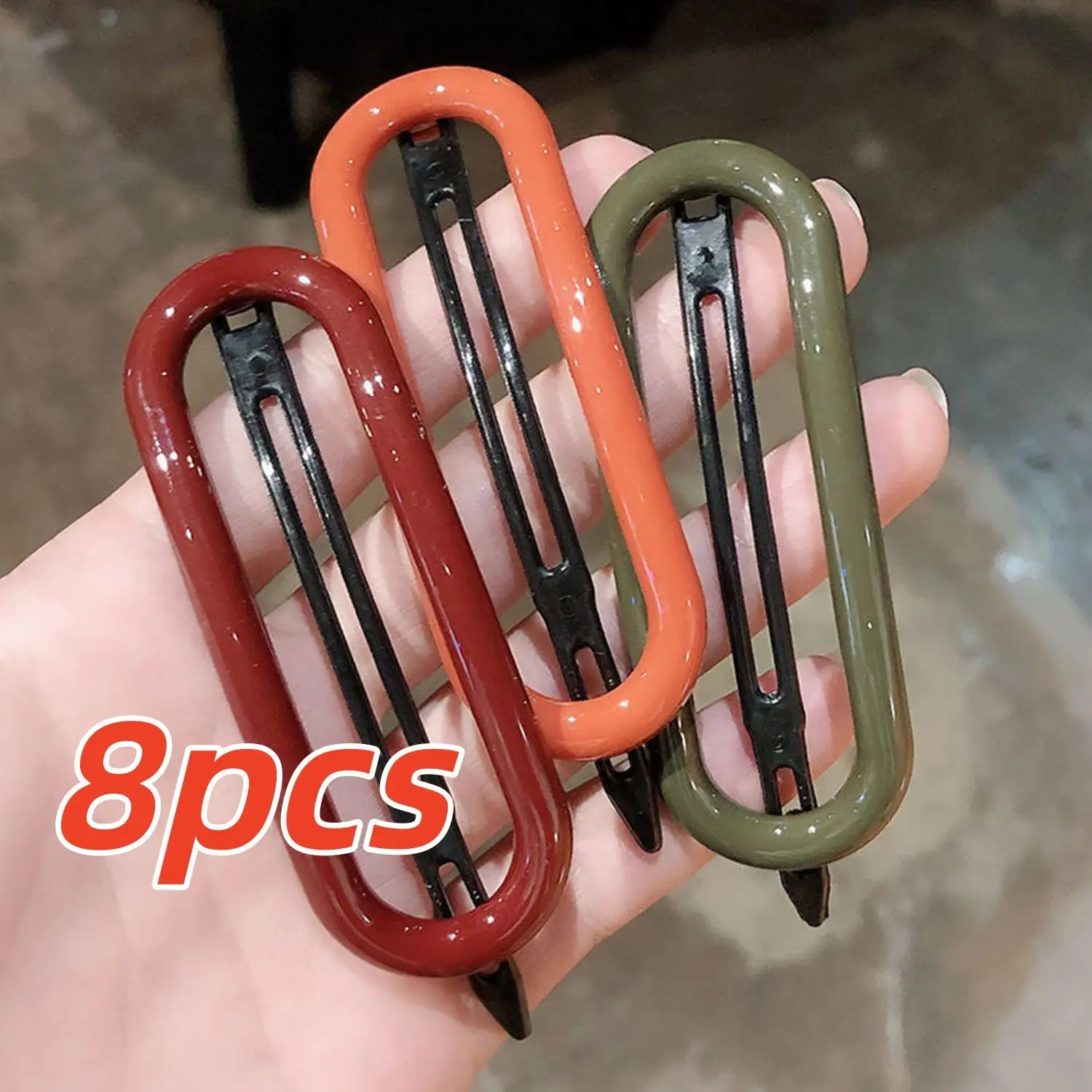 

8pcs Candy Hair Clips Matte Hair Clips Korean Style Girls Hair Dress Solid Color Sweet Acrylic Hair Hairpins Hair Accessories