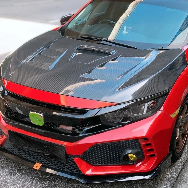 

High Quality Evo Style Carbon Fiber Front Hood Bonnet New Condition Perfect Fit For Honda For Civic 10 Generation Engine Cover
